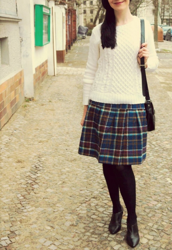 tweed check skirt