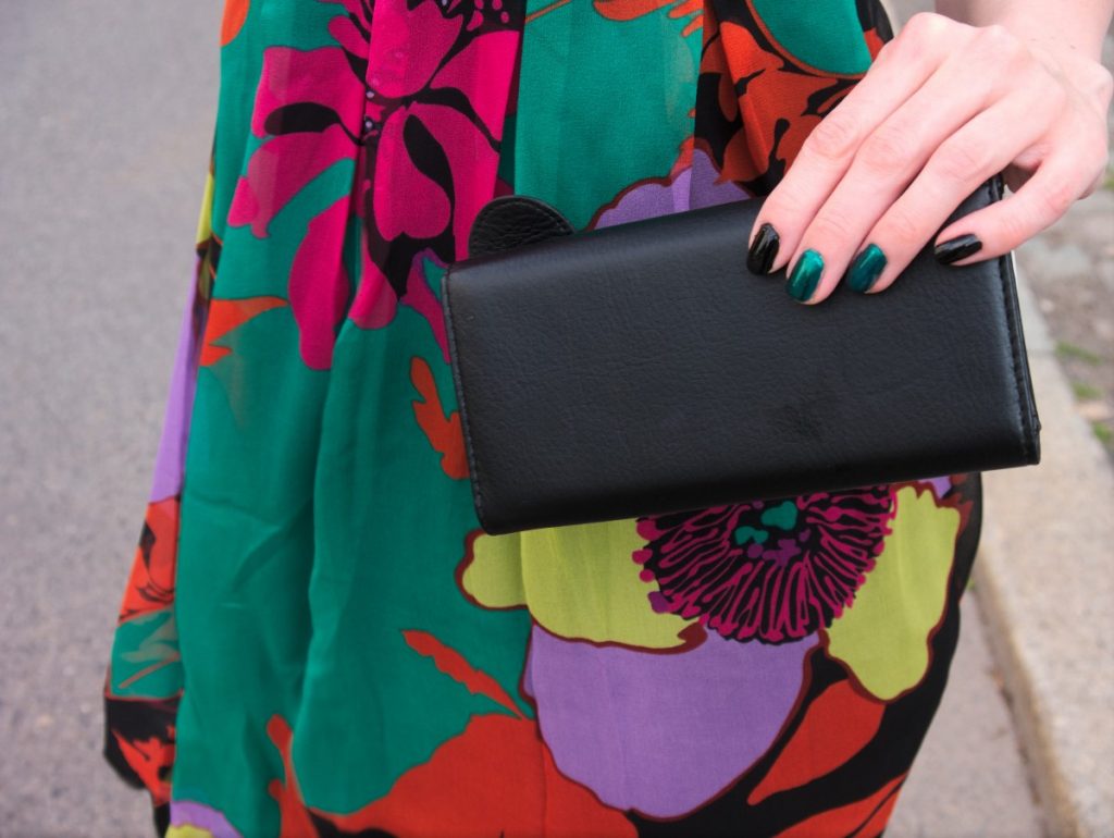 tropical bandeau silk dress detail