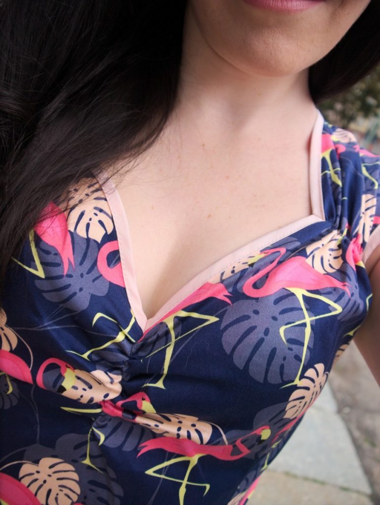 vintage print flamingo dress