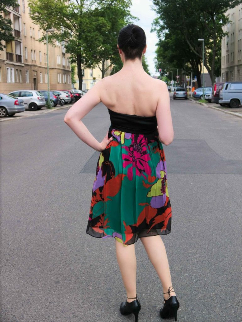 tropical bandeau silk dress