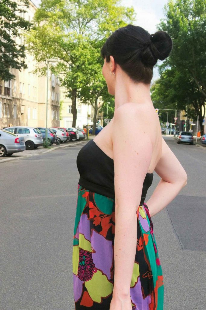 tropical bandeau silk dress