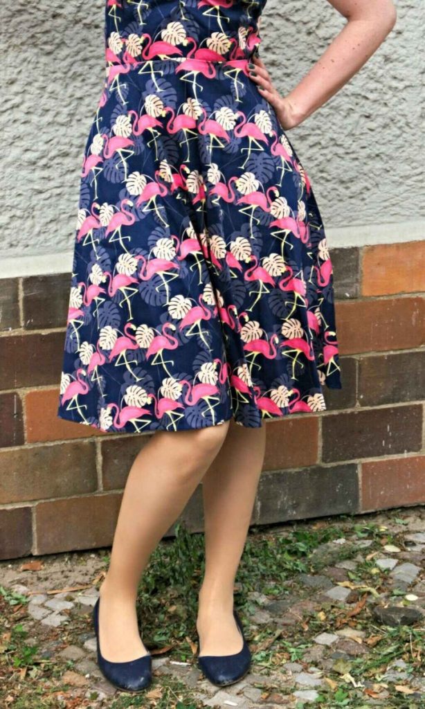 vintage print flamingo dress