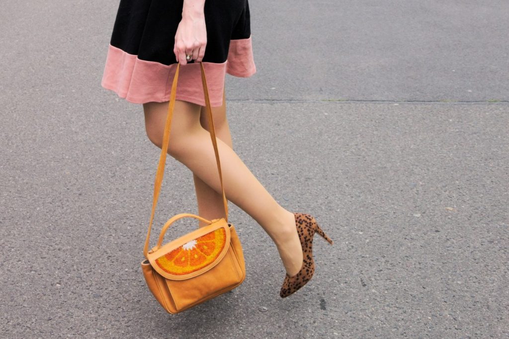 Islonia leopard high heels and orange slice bag by sarah's bag