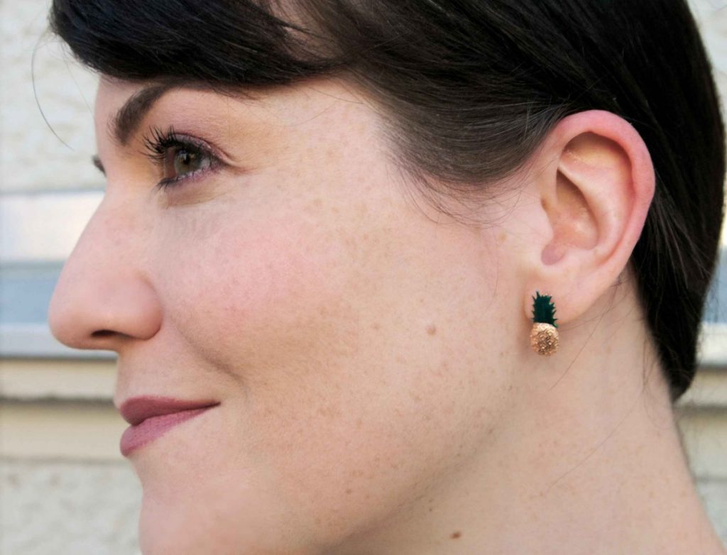 Aamaya by Priyanka pineapple earrings and freckles