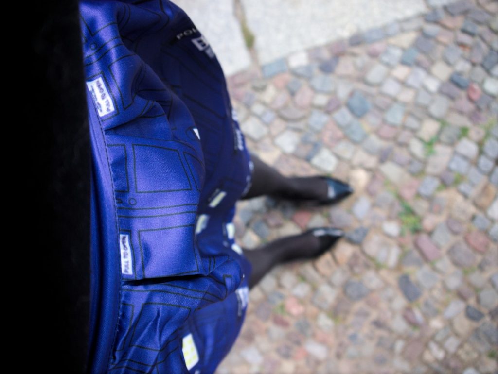 cobalt blue Tardis skirt