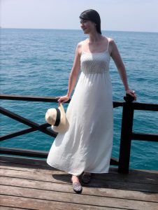 vacation style white maxi dress