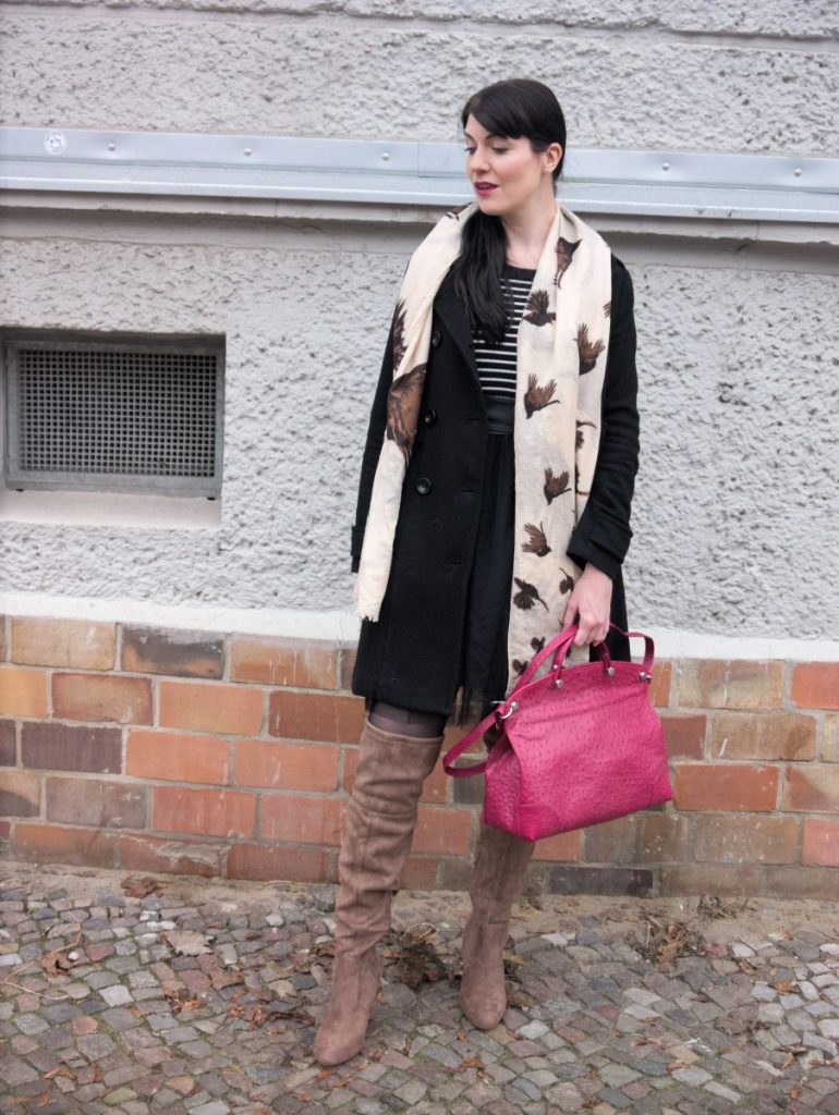 tulle dress and ostrich statement bag outfit