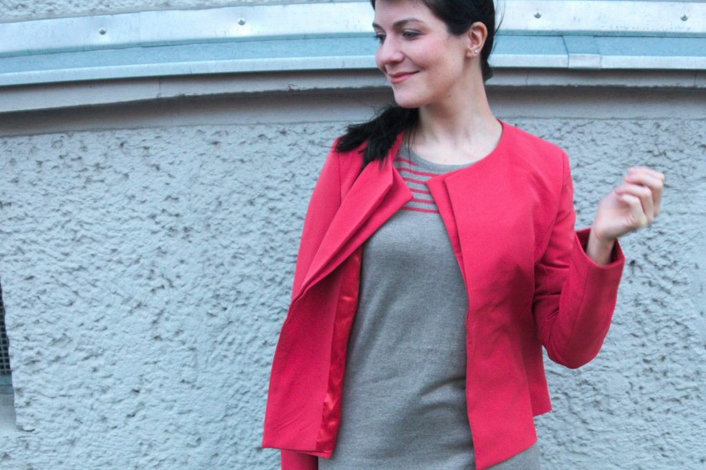 rose gold fox ring and coral blazer and stripes