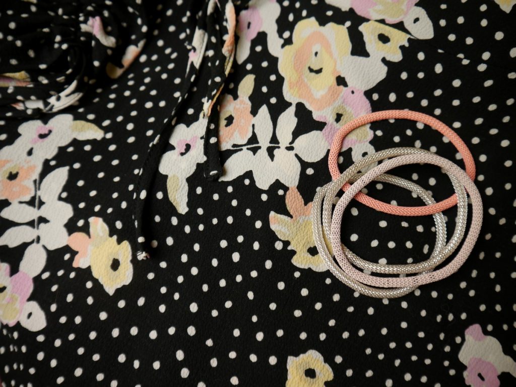 floral and polka dot fabric