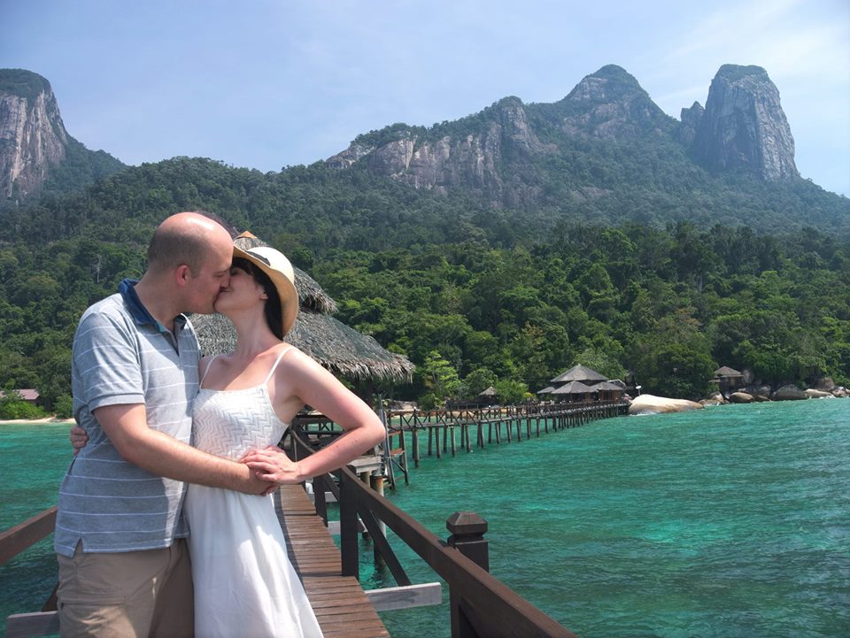 Tioman Island honeymoon couple with white dress