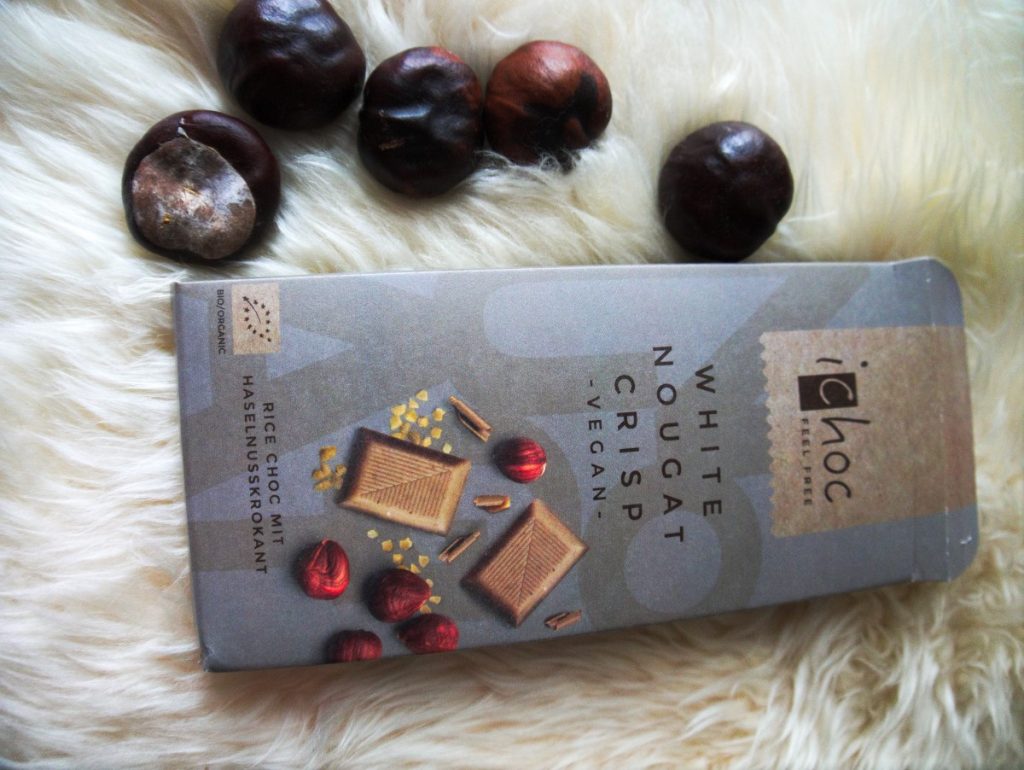 Lifestyle and Food Favorites - ichoc white nougat crisp vegan chocolate